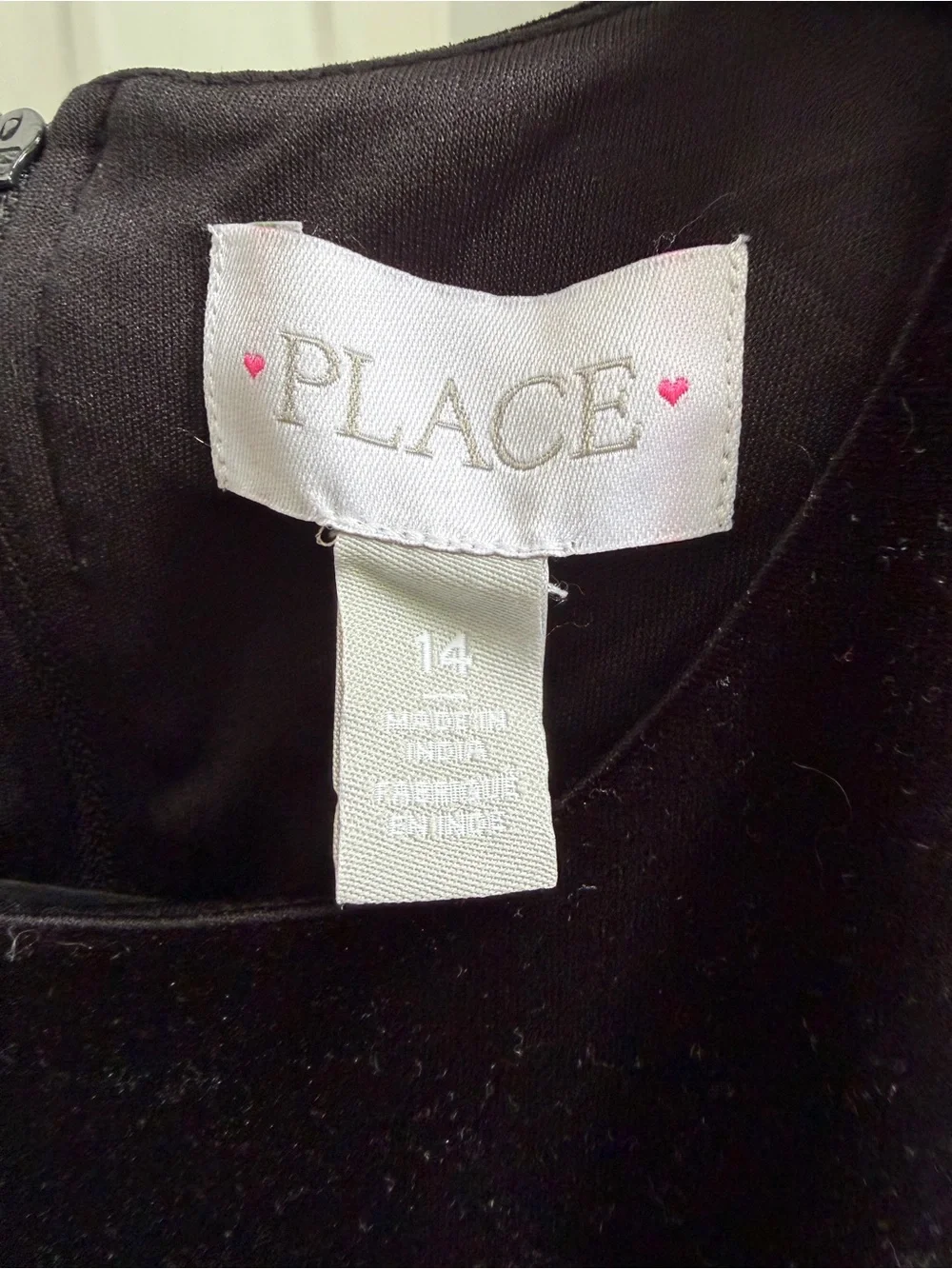 The Children's Place Black Velvet Top Red Plaid Skirt Bow Dress